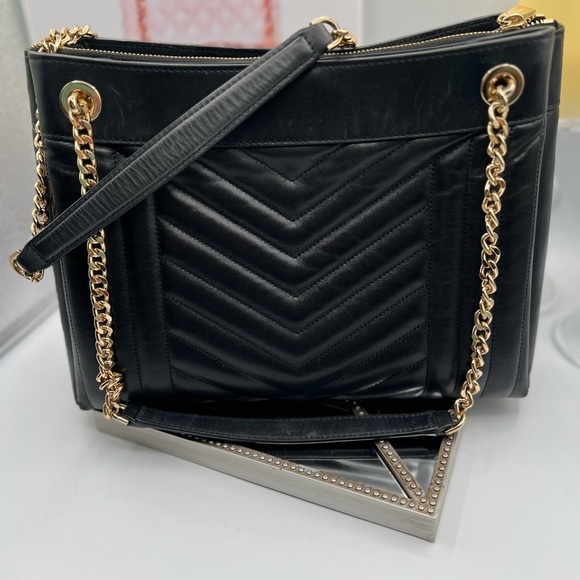 Michael Kors Black Chevron Shoulder Bag with Gold Accents - Picture 8 of 15